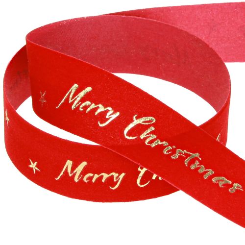 Artikel Julebånd rødguld “Merry Christmas” bånd 25mm 20m