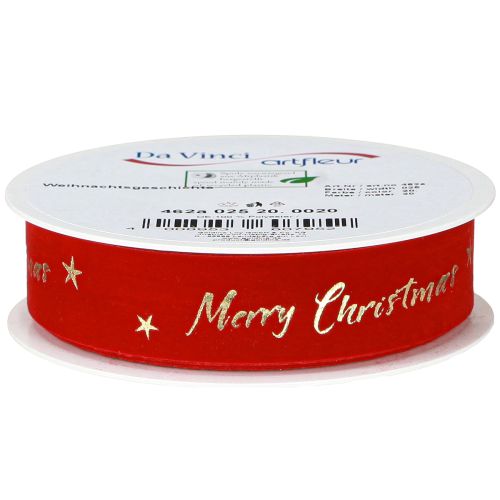 Artikel Julebånd rødguld “Merry Christmas” bånd 25mm 20m