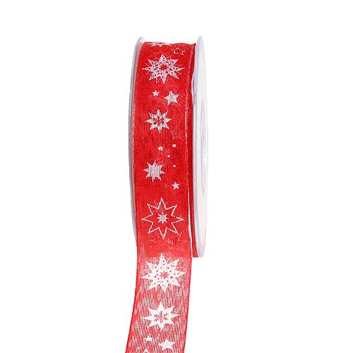 Floristik24 Julebånd rødt med stjernemønster 25mm 20m