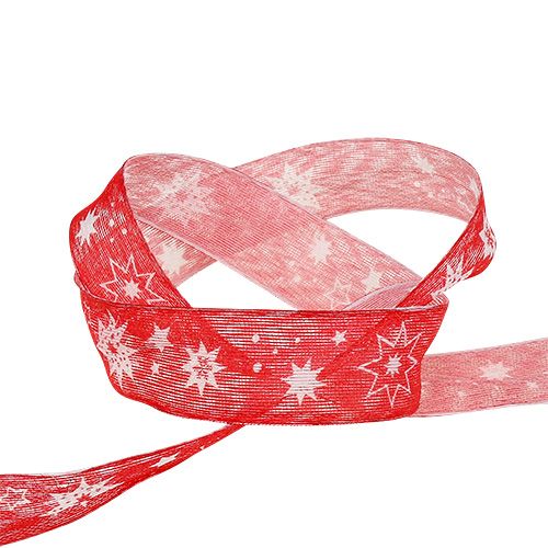 Artikel Julebånd rødt med stjernemønster 25mm 20m