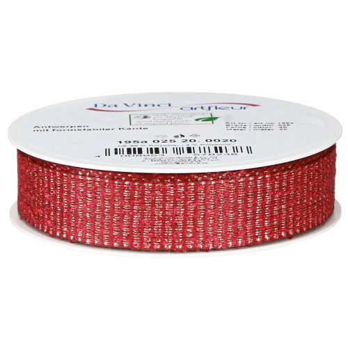 Artikel Julebånd med guldtråde gavebånd rød 25mm 20m
