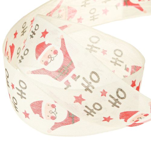Artikel Julebånd med julemands bomuldsbånd creme 40mm 15m