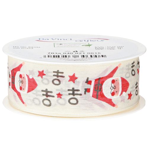 Artikel Julebånd med julemands bomuldsbånd creme 40mm 15m