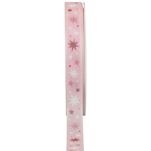 Floristik24 Bånd julegave bånd pink stjernemønster 15mm 20m