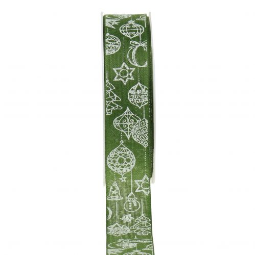 Floristik24 Dekorativt båndgrønt med julemotiv 25mm 18m