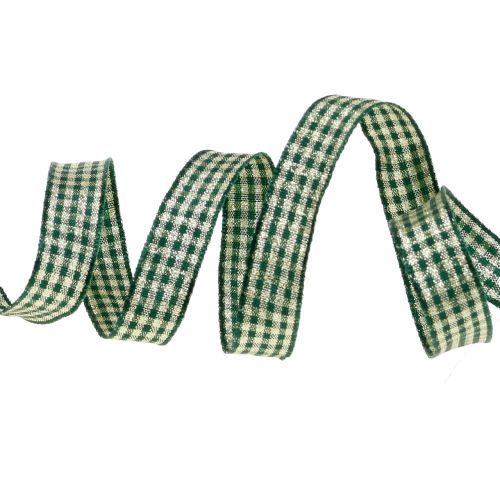 Floristik24 Julebånd tjekbånd med glimmergrøn 15mm 20m