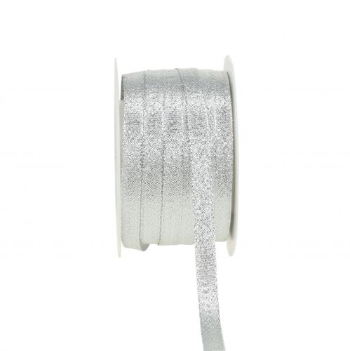 Julebånd lurex sølv 10mm 50m