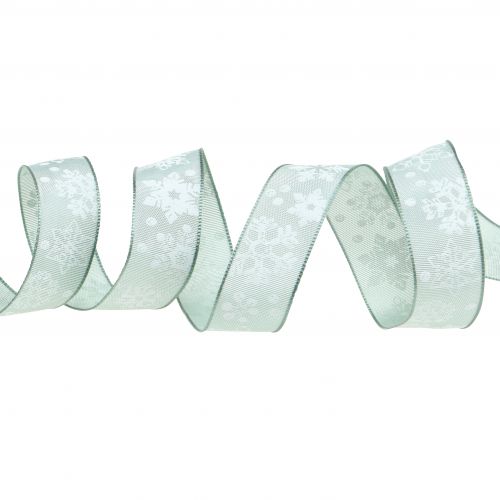 Floristik24 Julebånd mynte med snefnug 25mm 20m