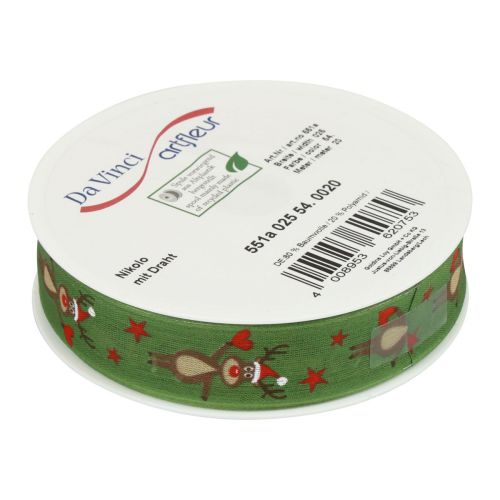 Artikel Julebånd rensdyrgrønt julebånd 25mm 20m