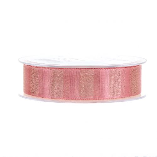 Floristik24 Julebånd med guldtråde pink 25mm 20m