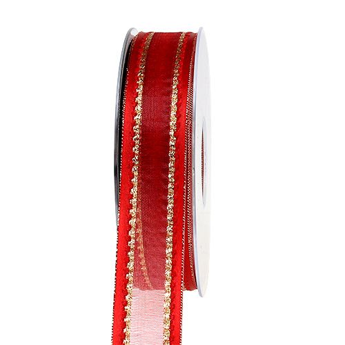 Floristik24 Dekobånd rød med lurex 25mm 20m