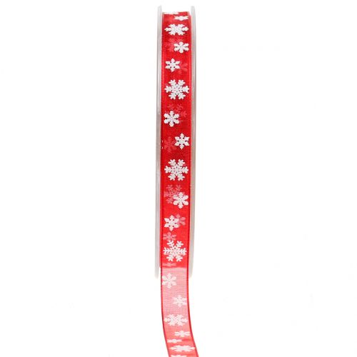 Floristik24 Julebånd rød med snefnug 10mm 20m