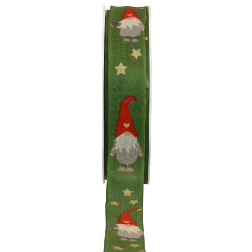 Julebånd Gnome Grøn 25mm 20m