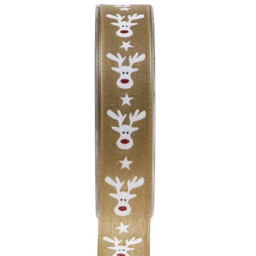 Julebånd med rensdyrbrun 25mm 20m