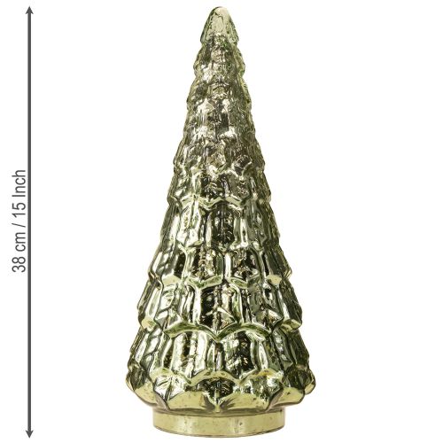 Artikel Juletræ med LED-belysning vintage grøn guld 38cm