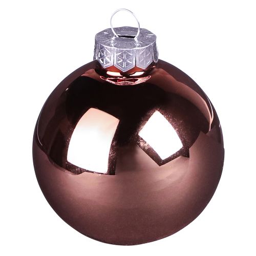 Artikel Juletræskugler abrikosrosa lavet af glas Ø7,5cm 12 stk