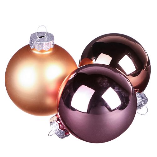 Artikel Juletræskugler af glas pink abrikos Ø6cm 24 stk