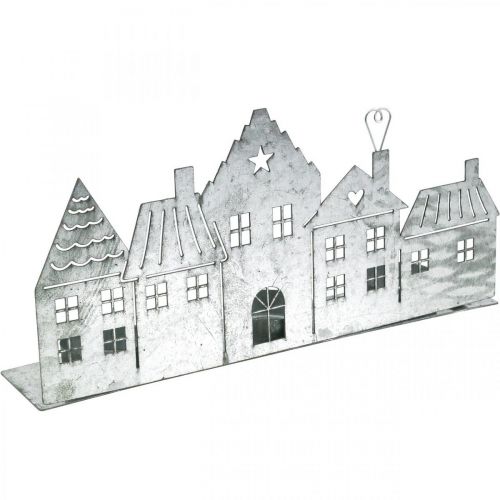 Julepynt huse, fyrfadsstage metal sølv 25cm