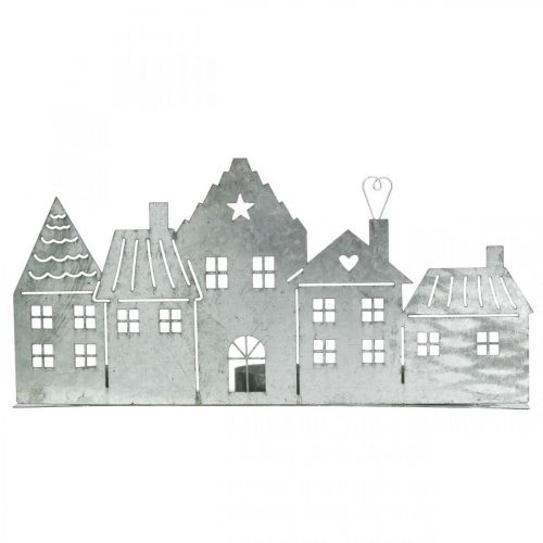 Artikel Julepynt huse, fyrfadsstage metal sølv 25cm