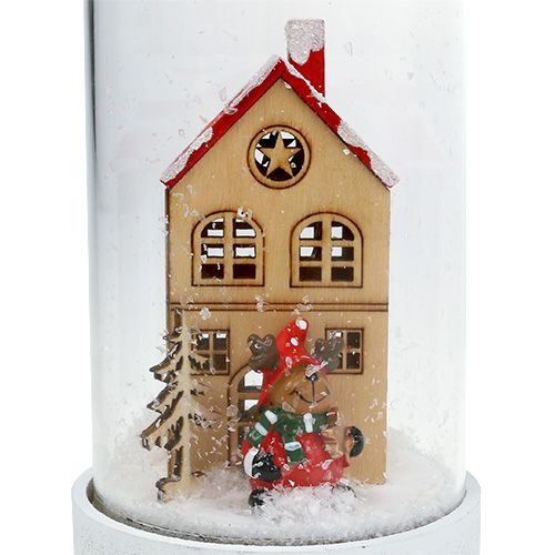 Artikel Julepynt hus med glasklokke Ø9cm H16,5cm