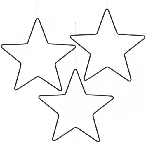 Floristik24 Julepynt metalstjerne sort stjernevedhæng 15cm 6 stk