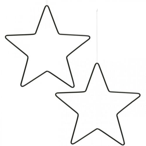 Artikel Julepynt metalstjerne sort dekorativt stjernevedhæng 20cm 6 stk
