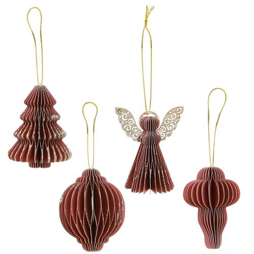 Artikel Julepynt papir træpynt Bordeaux 6cm 12 stk