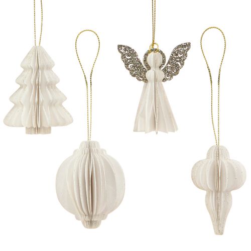Floristik24 Julepynt papir Juletræspynt hvid 6cm 12 stk