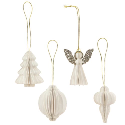 Floristik24 Julepynt papir Juletræspynt hvid 6cm 12 stk