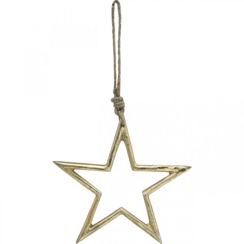 Artikel Julepyntstjerne, adventsdekoration, stjernevedhæng Gylden B15,5cm