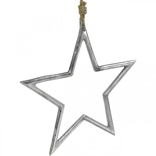 Floristik24 Julepyntstjerne, adventsdekoration, stjernevedhæng sølv B24,5cm