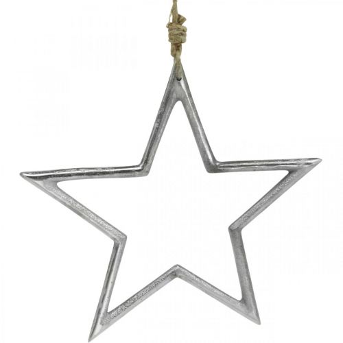 Floristik24 Julepyntstjerne, adventsdekoration, stjernevedhæng sølv B24,5cm