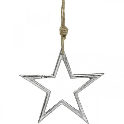 Julepyntstjerne, adventsdekoration, stjernevedhæng sølv B15,5cm