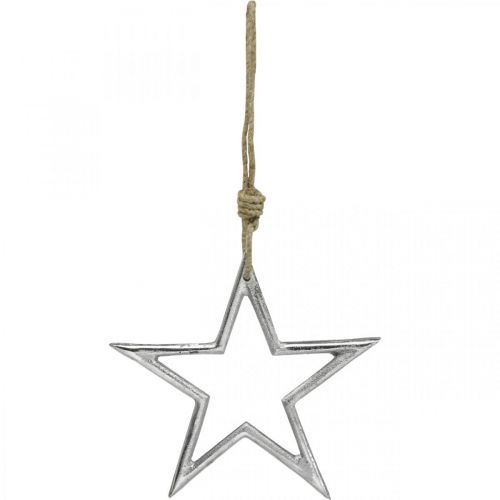 Floristik24 Julepyntstjerne, adventsdekoration, stjernevedhæng sølv B15,5cm