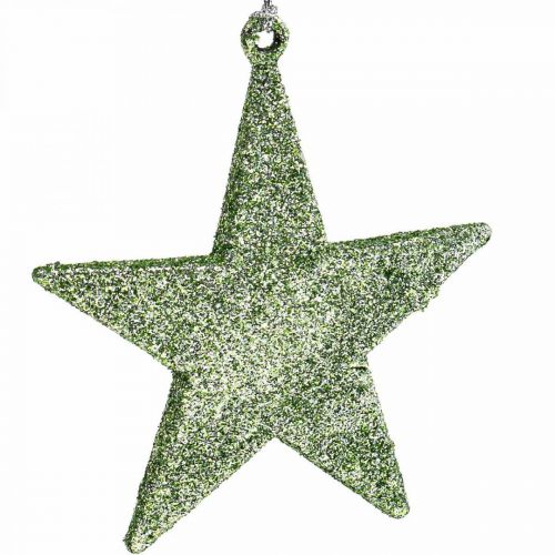 Floristik24 Julepynt stjernevedhæng mint glitter 10cm 12stk