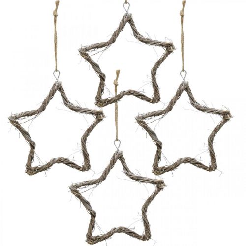Floristik24 Julepynt stjerne elme stjerner til at hænge hvidvasket 20cm 4stk