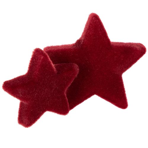 Julepynt, stjerner, Bordeaux flocket, bordpynt, 4-5 cm, 40 stk. | Floristik24.dk