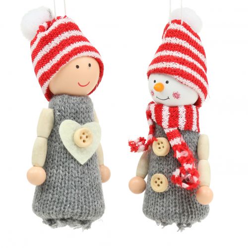Floristik24 Julepynt figurer 10cm grå, rød 6 stk