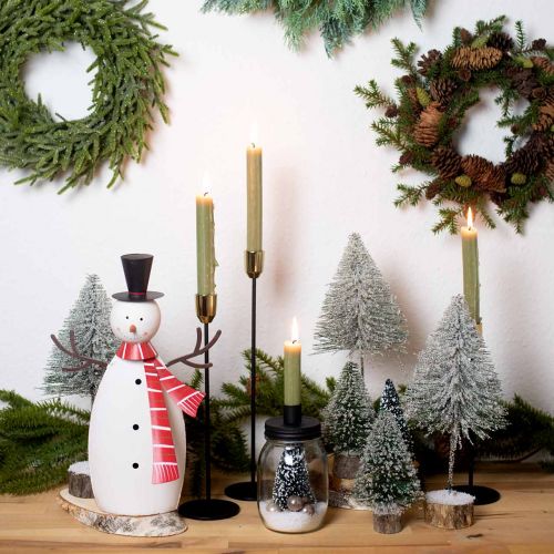 Floristik24 Julepynt, snemand med tørklæde, metaldekoration til vinter H33cm