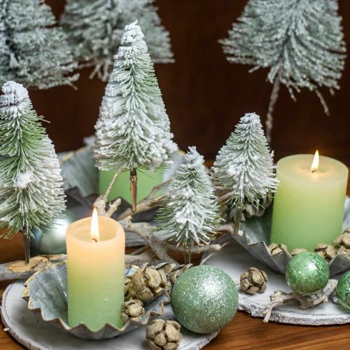Floristik24 Julepynt juletræ med sneclips grøn H13/19cm 4 stk