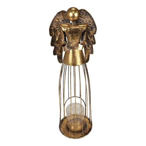 Floristik24 Juleengel Jul, lysestage metal gyldent antik look 52cm