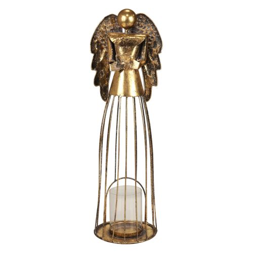 Floristik24 Juleengel Jul, lysestage metal gyldent antik look 52cm