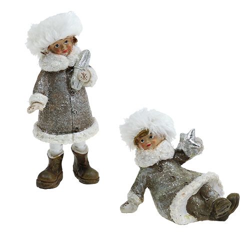 Floristik24 Julefigur grå-hvid 13cm 2stk