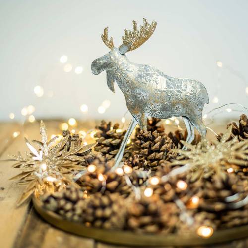 Floristik24 Julfigur elg gyldent antik look metal 21 × 14,5 cm