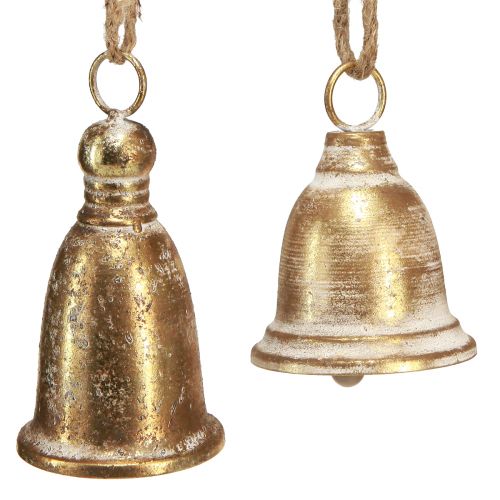 Floristik24 Juleklokke guld antik look H13/18cm 2stk