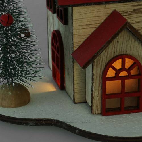Floristik24 Julehus med LED-belysning natur, rødt træ 20 × 15 × 15cm