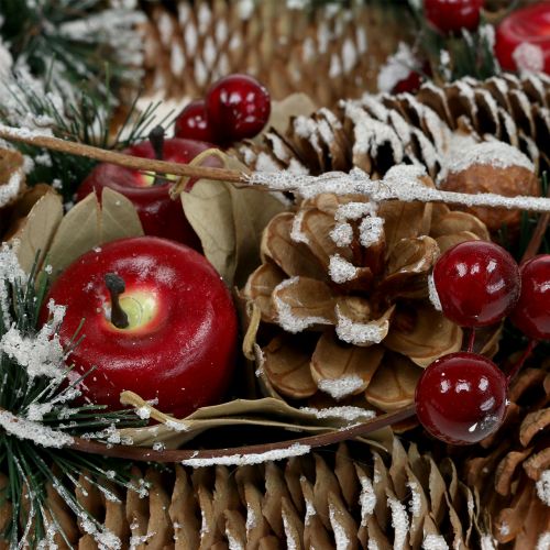 Artikel Julekrans med dekorative frugter sneet i Ø33cm