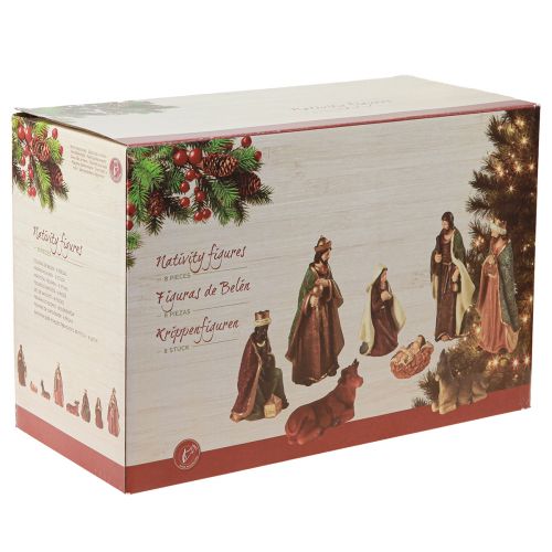 Artikel Julekrybbefigurer sæt håndmalet polyresin 8-20cm 8 stk