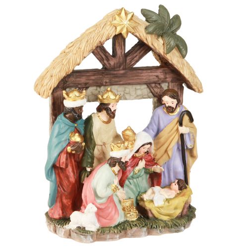 Artikel Julekrybbe med figurer Julekrybbe 15,5×7×20cm