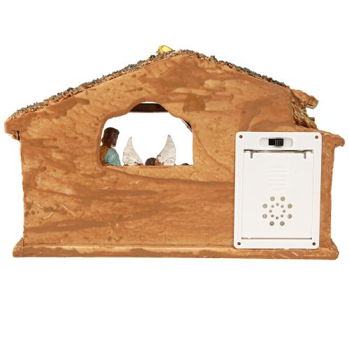 Artikel Julekrybbe med figurer og LED håndmalet 23×14cm